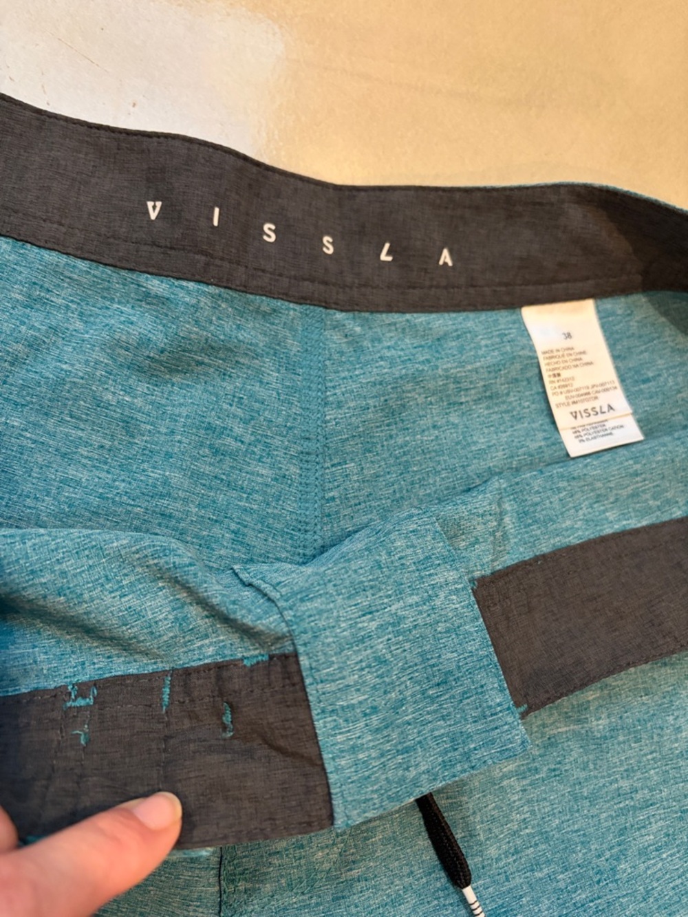 VISSLA Teal Athletic Swim Shorts with Black Drawstring - Picture 2 of 8